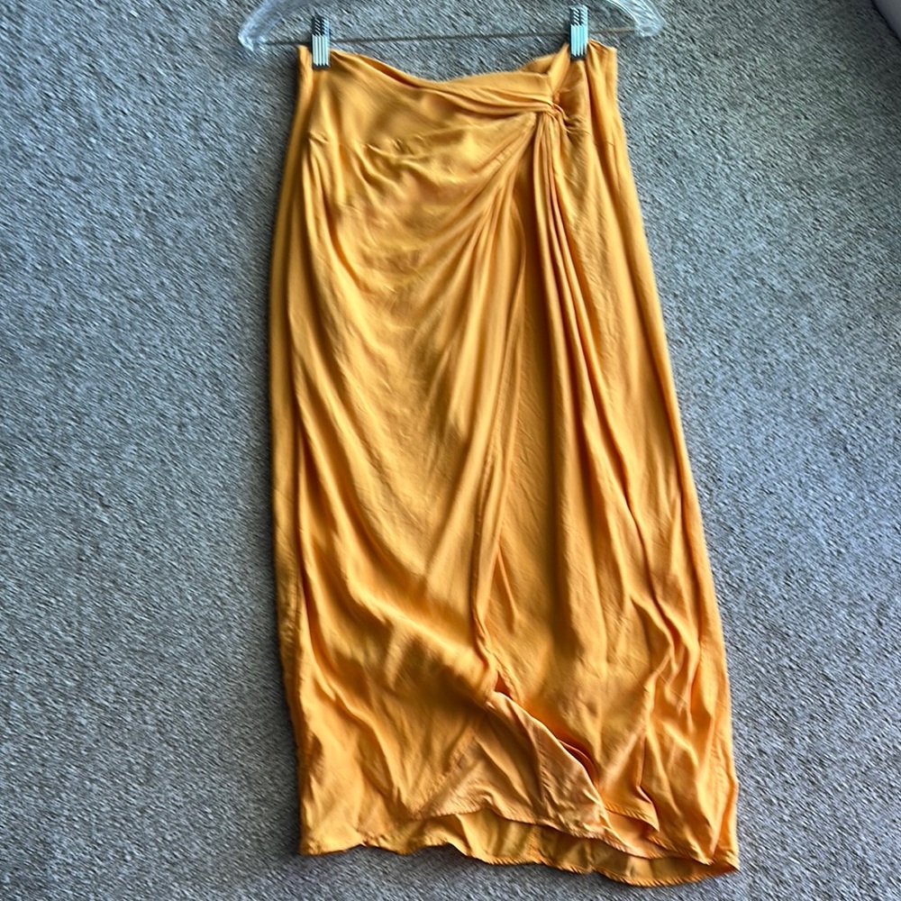 LOFT Vibrant Orange Midi Skirt